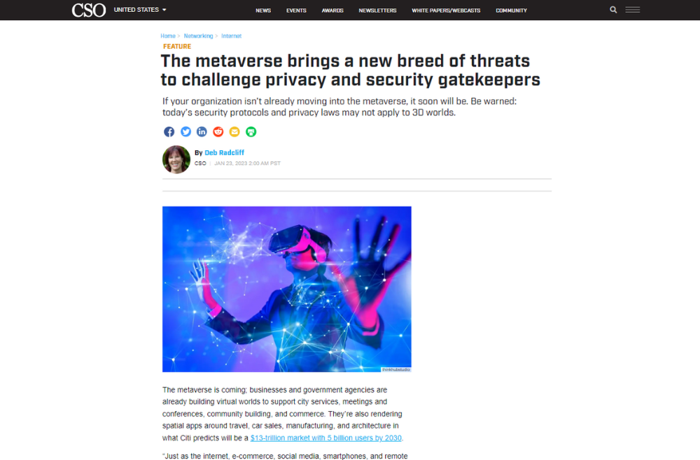 CSO: The Metaverse brings a new breed of threats to challenge privacy ...